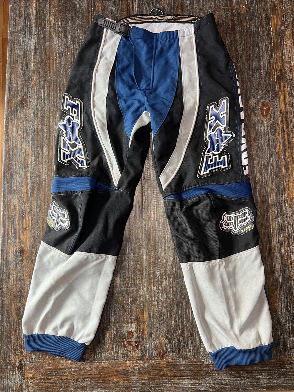 Fox Racing Blue Black White MX Pants Kids Size 12/14